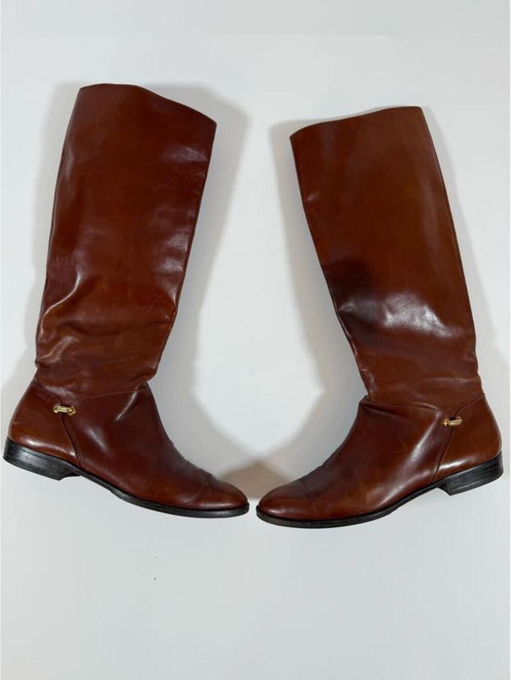 Salvatore Ferragamo Brown Leather Knee-High Boots Size 9.5